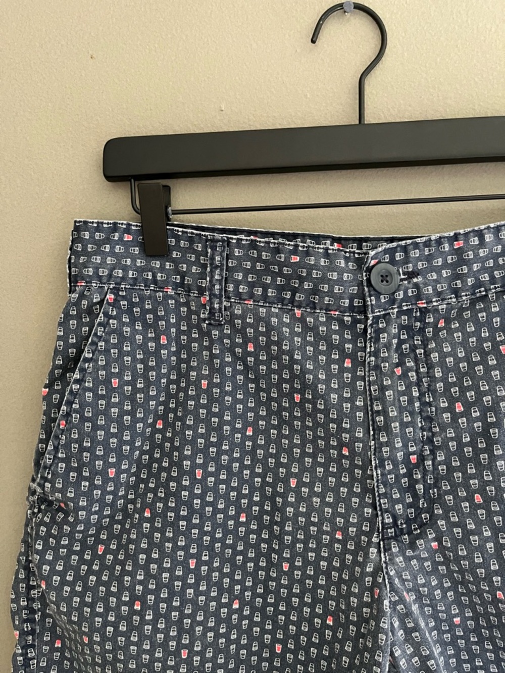 Retrofit Men's Navy Shot Glass Alcohol-Print Micro-Pattern Flat Front Shorts 32 - Picture 3 of 9